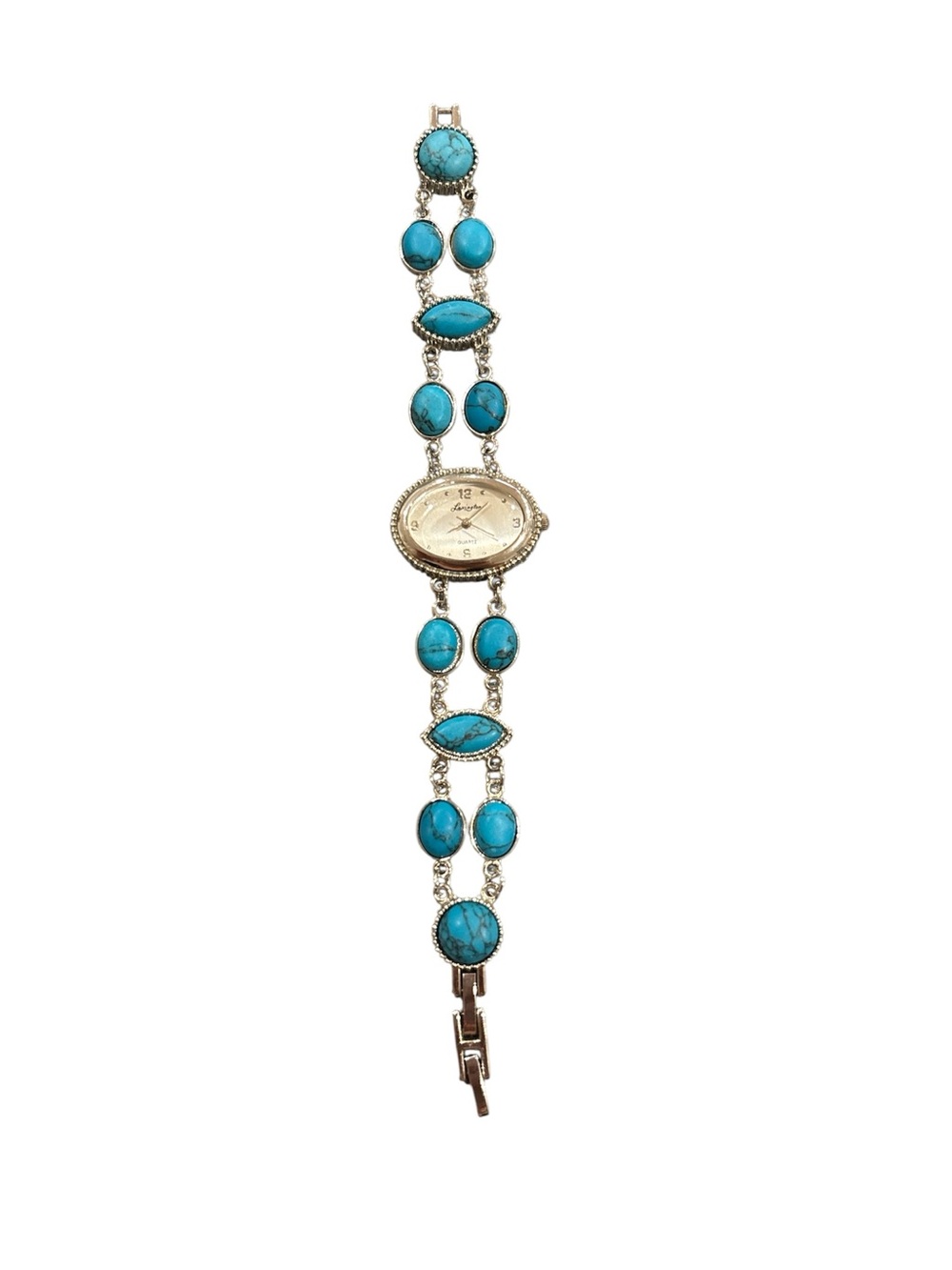 Lexington Turquoise Bracelet silver tone Watch Quartz Women’s Oval new battery